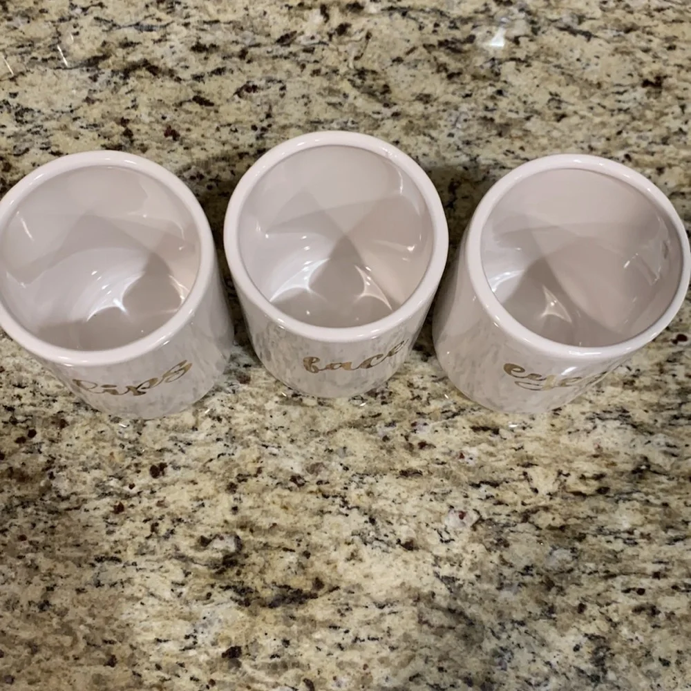 Set of 3 Ceramic Makeup Brush Jars/Holders